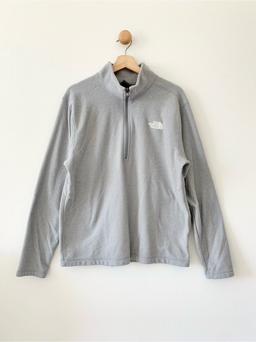 The North Face Gray 1/4 Zip Textured Cap Rock Long Sleeve Fleece Pullover Large
